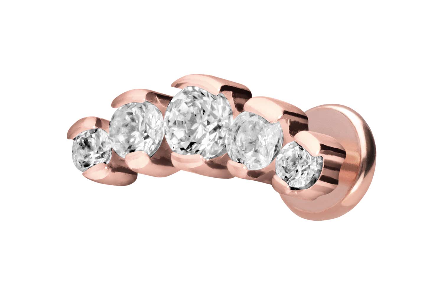 Titan Labret Piercing mit Push Fit 5 EINGEFASSTE KRISTALLE